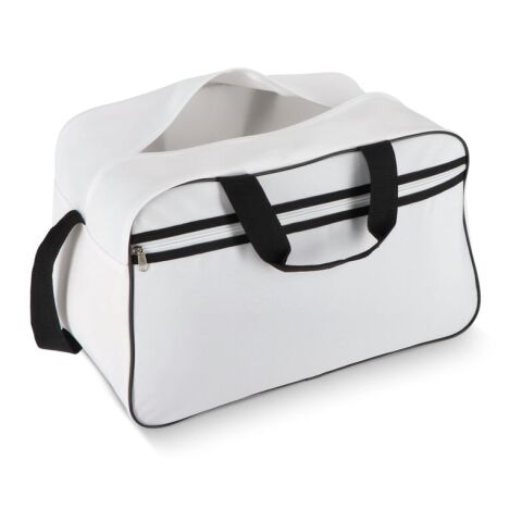 Sac de sport et de voyage en R-PET 600D, 48 x 25 x 28 cm, 30 litres Blanc-Noir | sans marquage | non disponible | non disponible