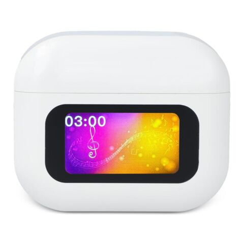 Écouteurs sans fil ANC avec écran tactile LCD Blanc | Impression Numérique | recto en haut | 35 mm x 6 mm