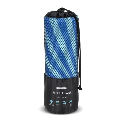 Serviette de plage R-PET à séchage rapide 100 × 180 cm, sublimation Bleu / Blanc
