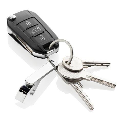 Porte-clés décapsuleur en alliage de zinc recyclé RCS argent | sans marquage | non disponible | non disponible