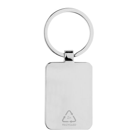 Porte-clés rectangle en alliage de zinc RCS et bambou argent-marron | sans marquage | non disponible | non disponible