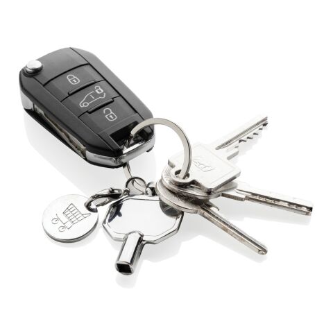 Porte-clés jeton et clé de radiateur en alliage de zinc RCS argent | sans marquage | non disponible | non disponible