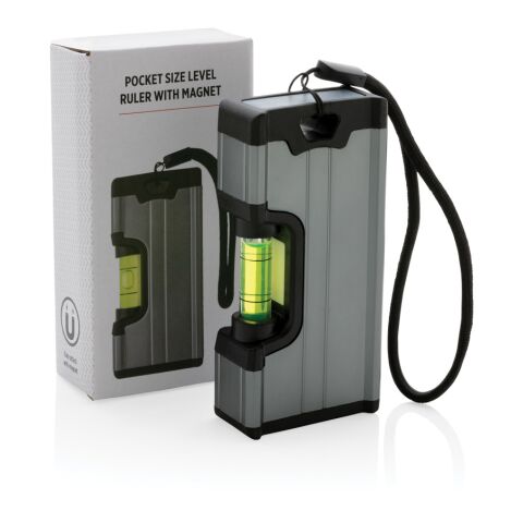 Règle de poche avec niveau et aimant gris | sans marquage | non disponible | non disponible