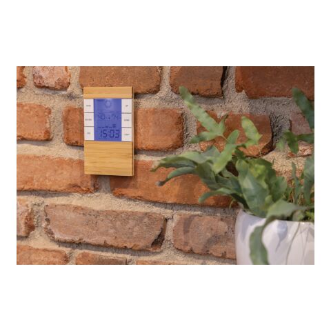 Station météo en bambou FSC® et plastique recyclé RCS Utah marron | sans marquage | non disponible | non disponible