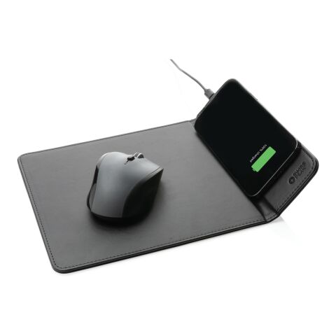 Tapis de souris en PU RCS avec chargeur 10W Swiss Peak noir | sans marquage | non disponible | non disponible