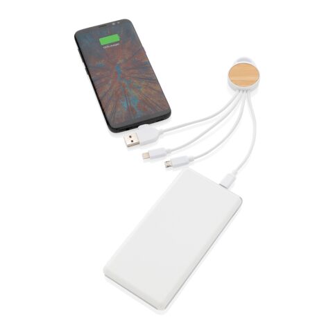 Câble Ontario 6-en-1 rond en plastique recyclé RCS blanc | sans marquage | non disponible | non disponible