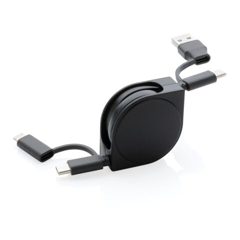 Cable 6 en 1 en TPE et plastique recyclé RCS noir | sans marquage | non disponible | non disponible