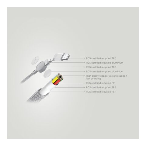 Câble Oakland 1,2 mètres 6-in-1 à charge rapide 60W blanc | sans marquage | non disponible | non disponible