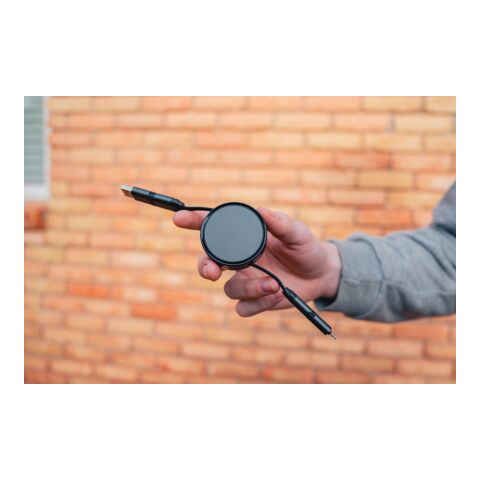 Câble rétractable 6 en 1 en aluminium recyclé Terra RCS gris | sans marquage | non disponible | non disponible