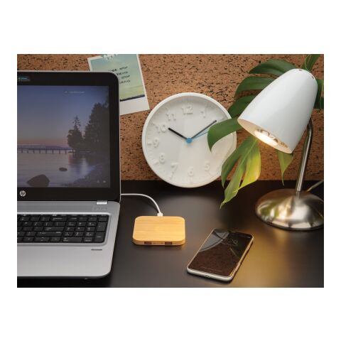 Chargeur sans fil 5W et USB en bambou FSC marron | sans marquage | non disponible | non disponible