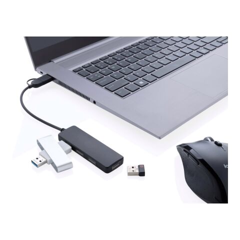 Hub avec double entrée en plastique recyclé RCS noir | sans marquage | non disponible | non disponible