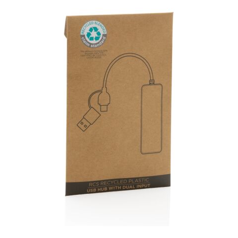 Hub avec double entrée en plastique recyclé RCS noir | sans marquage | non disponible | non disponible