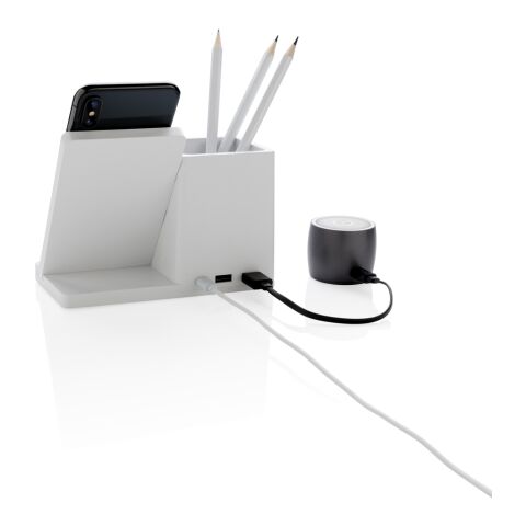 Chargeur 10W avec porte-stylo FSC® et RCS Ontario blanc | sans marquage | non disponible | non disponible