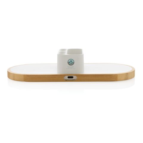 Chargeur 10W en plastique recyclé RCS et bambou FSC® Ontario blanc | sans marquage | non disponible | non disponible