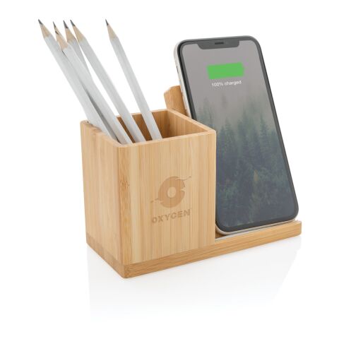 Chargeur sans fil 10W en bambou FSC® Calgary marron | sans marquage | non disponible | non disponible