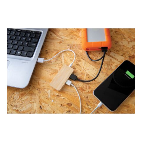 Hub en bambou avec Type C marron | sans marquage | non disponible | non disponible