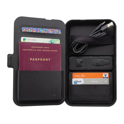 Étui de voyage avec chargeur 3 en 1 en PU RCS Swiss Peak noir | sans marquage | non disponible | non disponible