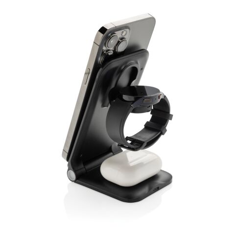 Chargeur 15W 3 en 1 en plastique recyclé RCS Powerpal noir | sans marquage | non disponible | non disponible