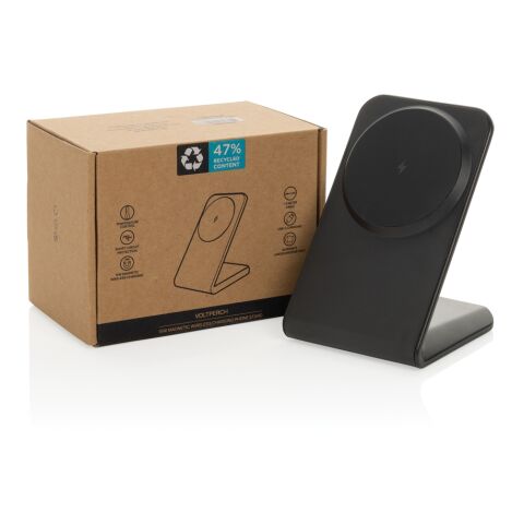 Chargeur magnétique 15W en plastique recyclé RCS VoltPerch noir | sans marquage | non disponible | non disponible