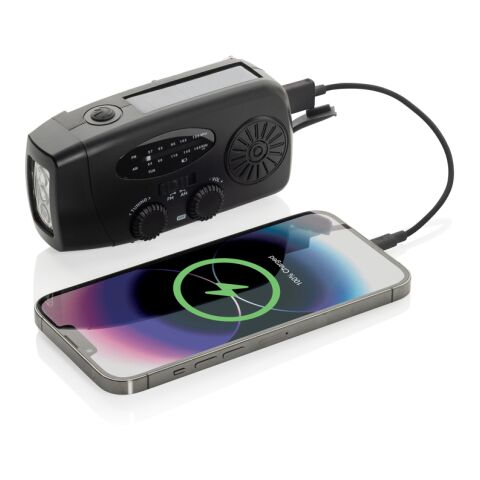 Radio d&#039;urgence en plastique recyclé RCS RescueWave noir | sans marquage | non disponible | non disponible