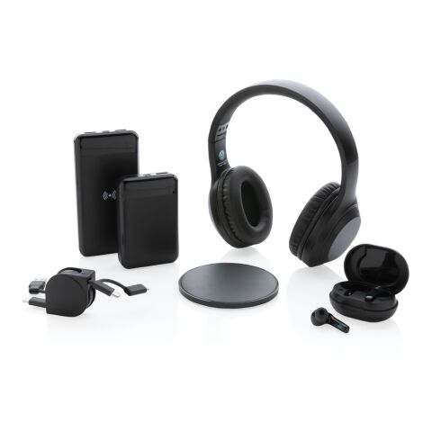 Casque audio en plastique recyclé RCS noir | sans marquage | non disponible | non disponible