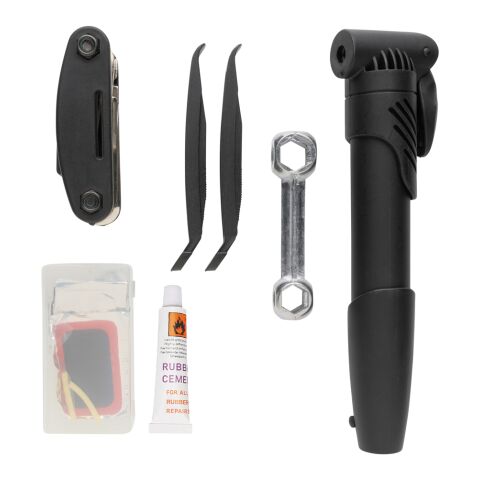 Kit de réparation vélo 17 pièces noir | sans marquage | non disponible | non disponible