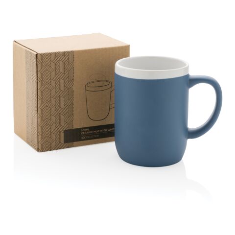 Mug en céramique avec bord blanc bleu-blanc | sans marquage | non disponible | non disponible