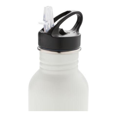 Bouteille de sport en acier inoxydable avec paille - 710 ml gris | sans marquage | non disponible | non disponible | non disponible
