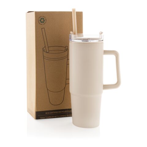 Mug 900ml avec poignée en plastique recyclé RCS Tana blanc cassé | sans marquage | non disponible | non disponible