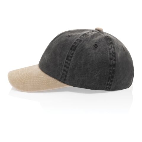 Casquette bicolore BEAU AWARE™ lavée à 6 panneaux en sergé d noir | sans marquage | non disponible | non disponible | non disponible