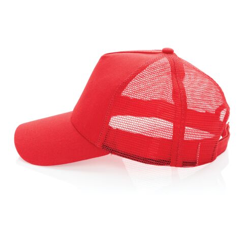 Casquette de routier 5 panneaux coton recyclé Impact AWARE™ rouge | sans marquage | non disponible | non disponible | non disponible