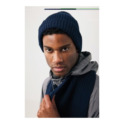 Écharpe tricotée 180x25cm Impact AWARE™ Polylana® bleu marine | sans marquage | non disponible | non disponible | non disponible