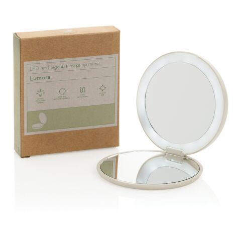 Miroir de maquillage à LED en plastique recyclé RCS Lumora beige | sans marquage | non disponible | non disponible