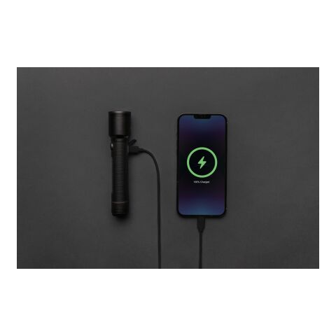 Lampe torche 10W rechargeable par USB en alu RCS Gear X noir | sans marquage | non disponible | non disponible