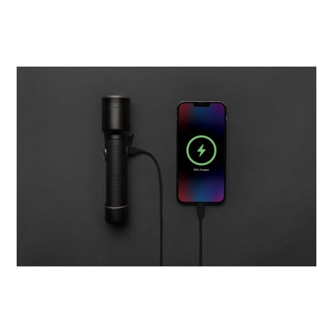 Torche robuste rechargeable par USB en aluminium recyclé RCS noir | sans marquage | non disponible | non disponible