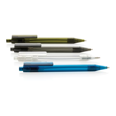 Stylo transparent X8 en rPET GRS bleu | sans marquage | non disponible | non disponible