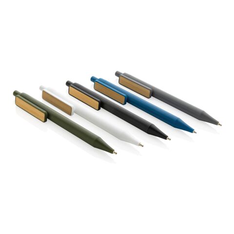 Stylo en ABS recyclé GRS avec clip en bambou blanc | sans marquage | non disponible | non disponible
