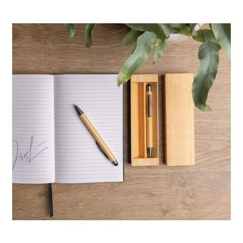 Set de stylos en bambou FSC® dans un coffret marron | sans marquage | non disponible | non disponible