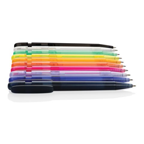 Stylo transparent en ABS recyclé et certifié GRS Devin bleu | sans marquage | non disponible | non disponible