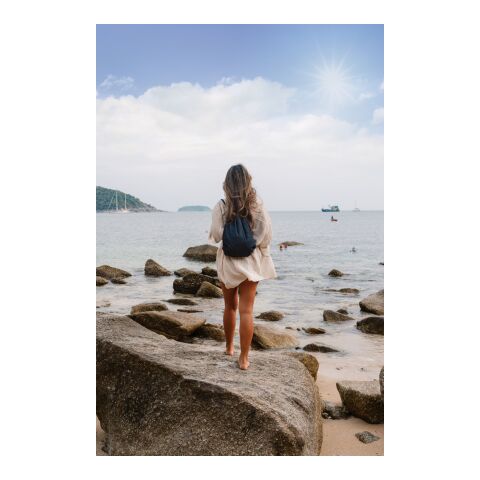 Sac à dos à cordon en denim recyclé Impact AWARE™ bleu | sans marquage | non disponible | non disponible | non disponible