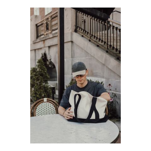 Sac cabas 350gsm en coton recyclé AWARE™ SHOP LOCAL noir