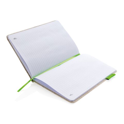Carnet à couverture en jute et coton A5 vert-vert | sans marquage | non disponible | non disponible