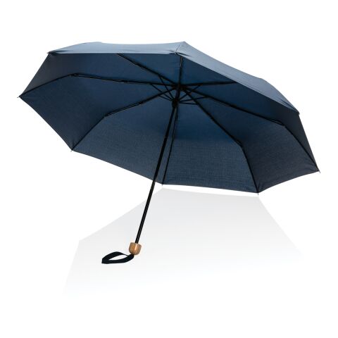 Mini parapluie 20.5&quot; rPET 190T poignée bambou Impact AWARE™ bleu marine | sans marquage | non disponible | non disponible