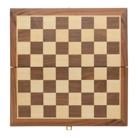 Jeu d&#039;échecs pliable en bois FSC® marron | sans marquage | non disponible | non disponible
