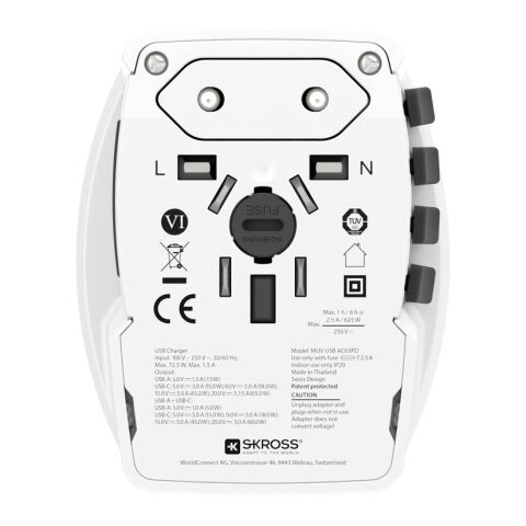 SKROSS Adaptateur de voyage universel MUV 65W PD avec USB blanc | sans marquage | non disponible | non disponible