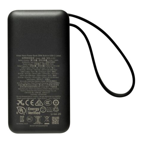 Powerbank 30W avec câble USB-C intégré Anker Nano noir