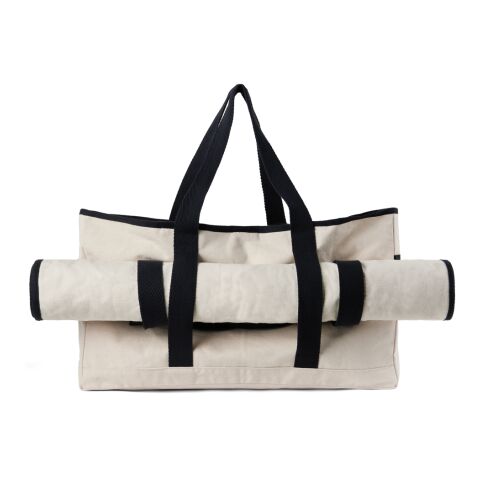 VINGA Sac de plage en toile recyclée AWARE™ Volonne blanc cassé-noir | sans marquage | non disponible | non disponible | non disponible
