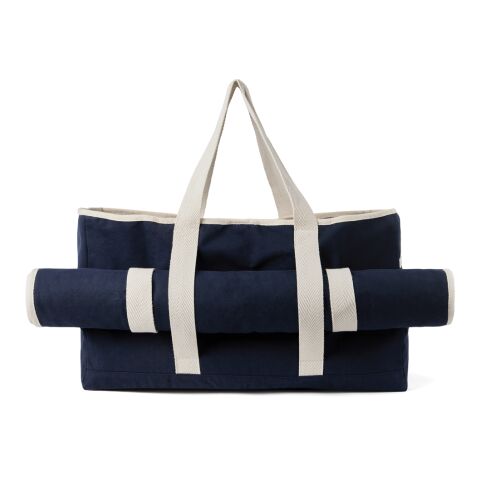 VINGA Sac de plage en toile recyclée AWARE™ Volonne bleu-blanc cassé | sans marquage | non disponible | non disponible | non disponible
