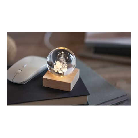 Boule de Noël verre avec LED bois | sans marquage | non disponible | non disponible