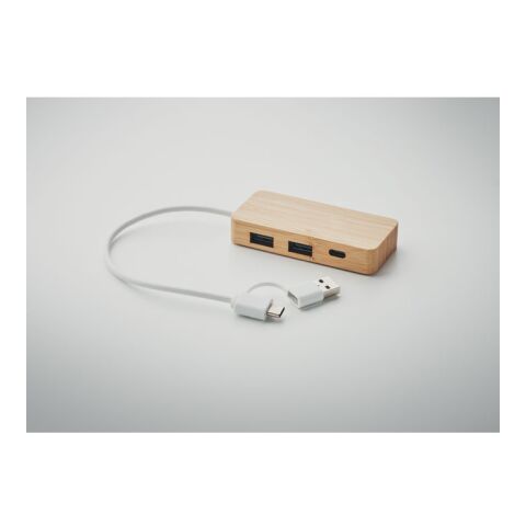 Hub USB 3 ports en bambou bois | sans marquage | non disponible | non disponible | non disponible
